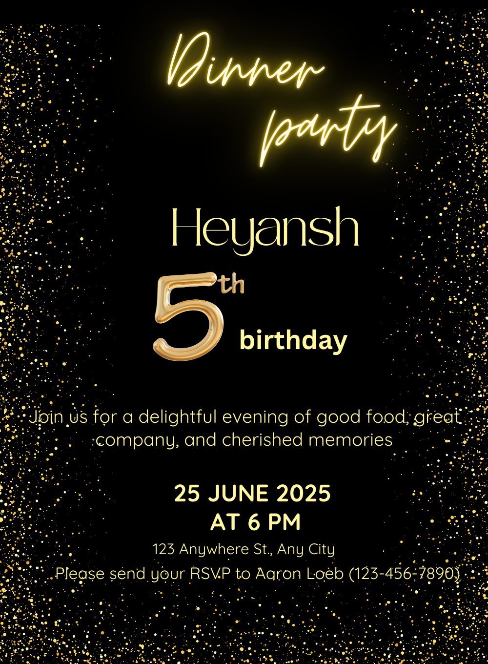Golden Celebration Dinner Party Invitation-AADNI014