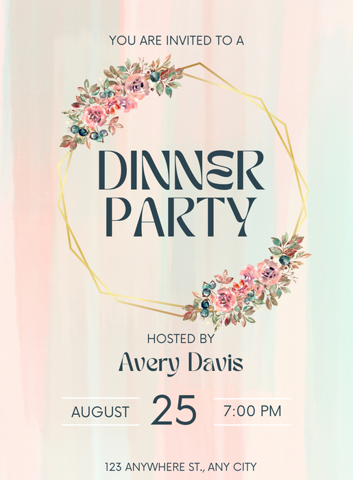 Golden Elegance Dinner Party Invitation-AADNI008