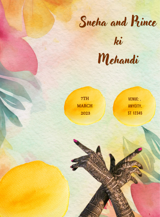 Golden Glamour Mehndi Ceremony Invitation-AAMCI028