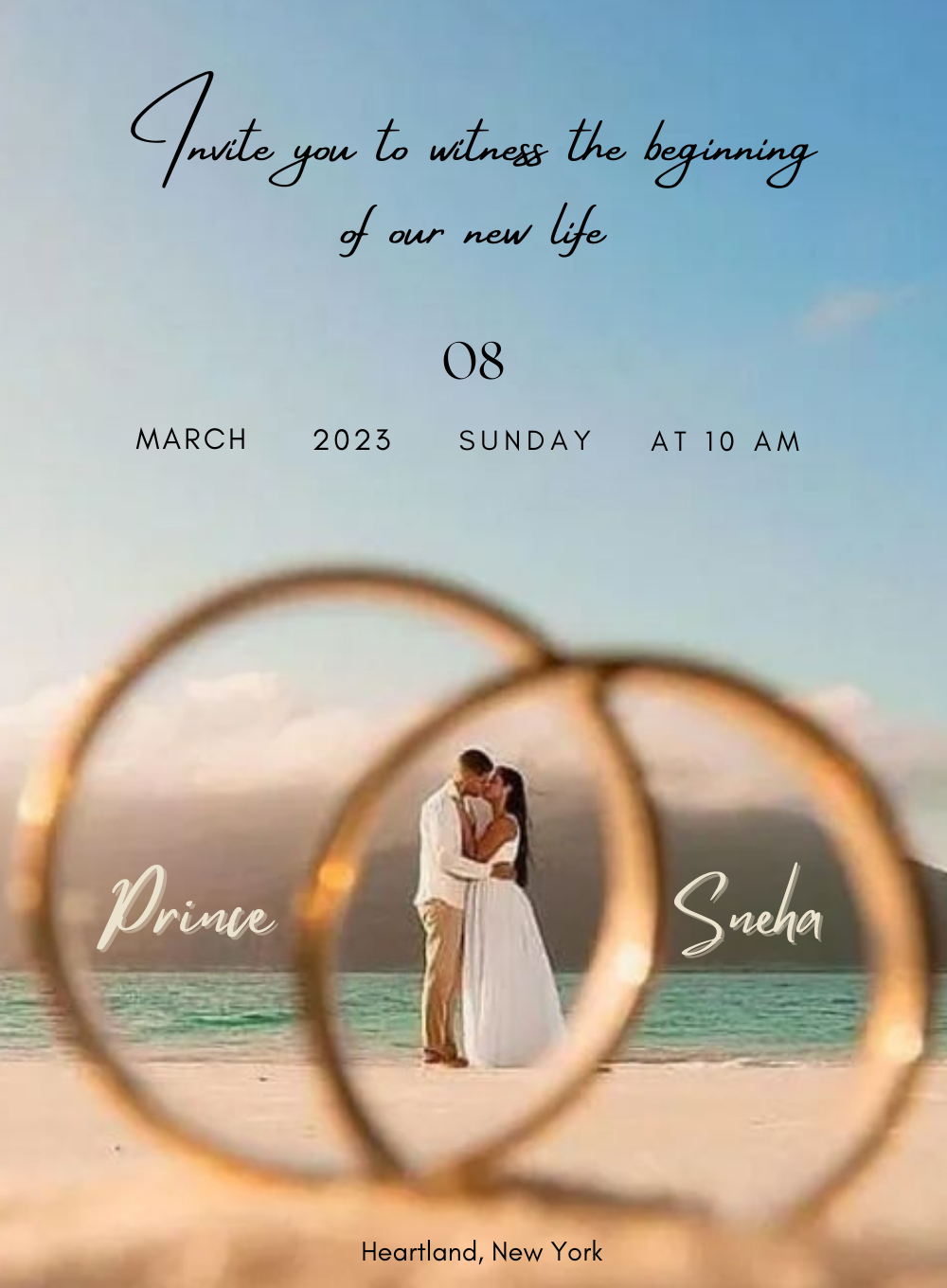 Golden Sunset Engagement Invitation-AAEGI011
