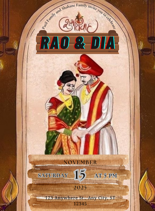 Golden Yellow Marathi Wedding Invitation-King of Cards