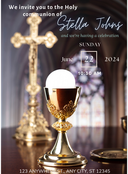 Golden Holy Communion Invitation-King of Cards