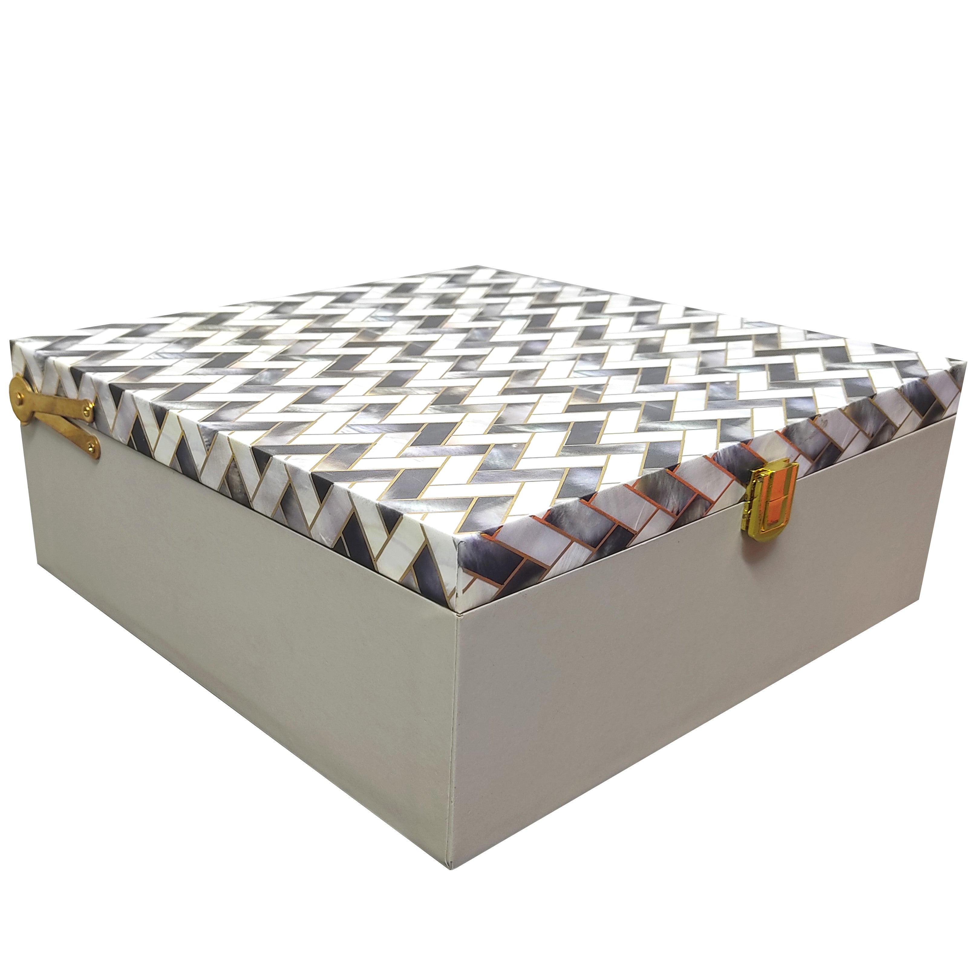 White And Grey Square Box Invitation-KBX0501