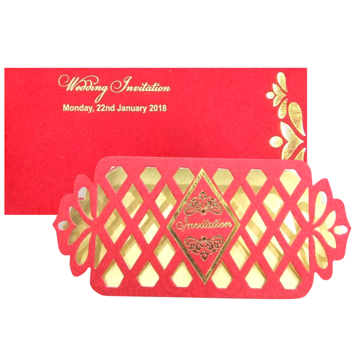 Charming Cut Design With Red Shaded Wedding Card - KNKSP729-King of Cards
