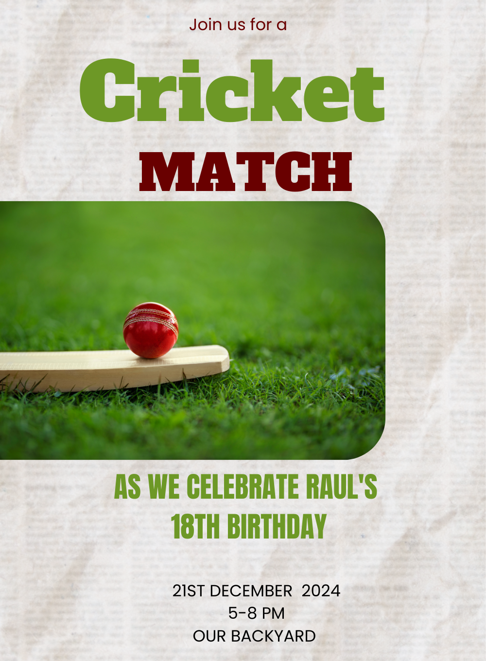 Green Field Cricket Invitation-AACRI007