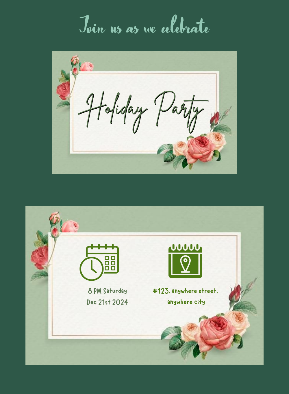 Green Frame holiday party Invitation-AAHOP003