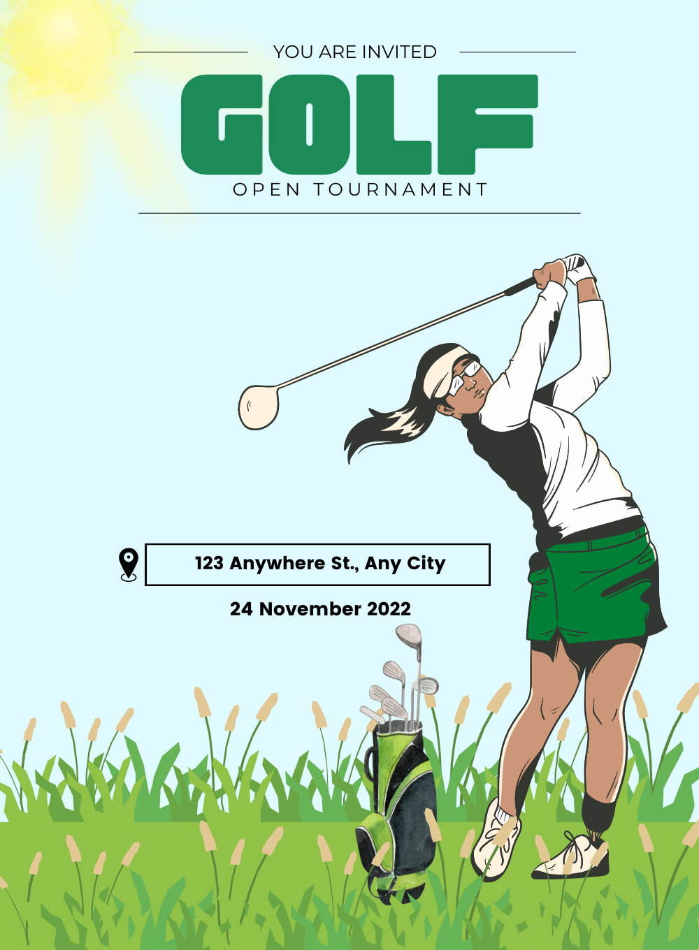 Green Girl golf Invitation-AAGLF002