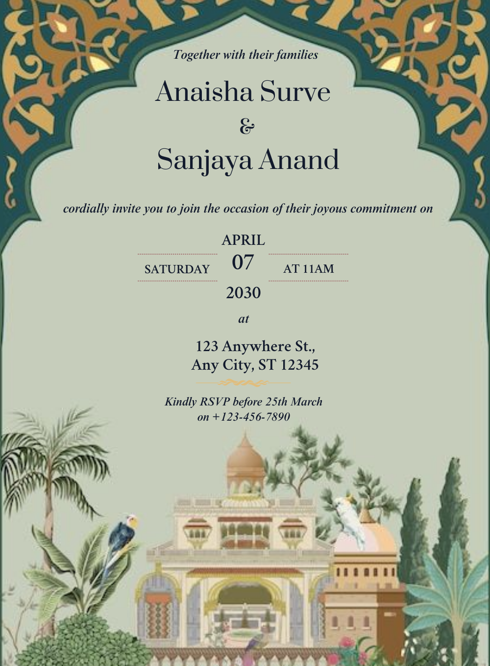 Green Magic Punjabi Wedding Invitations-AAPUN021