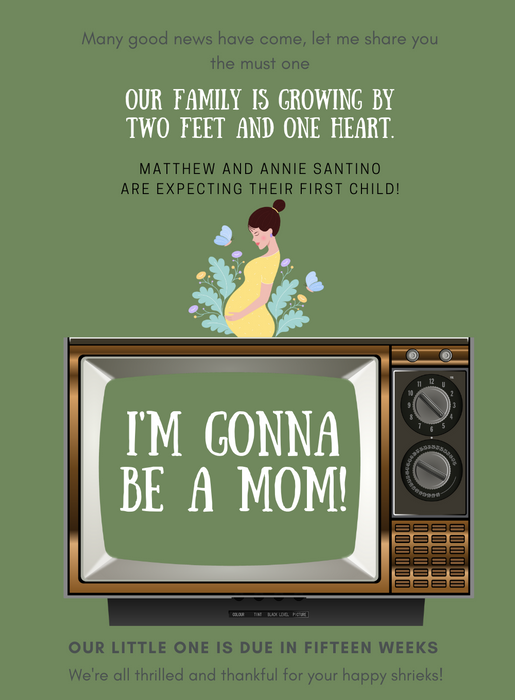 Green Tv Pregnancy Announcement Invitation-AAPAI011