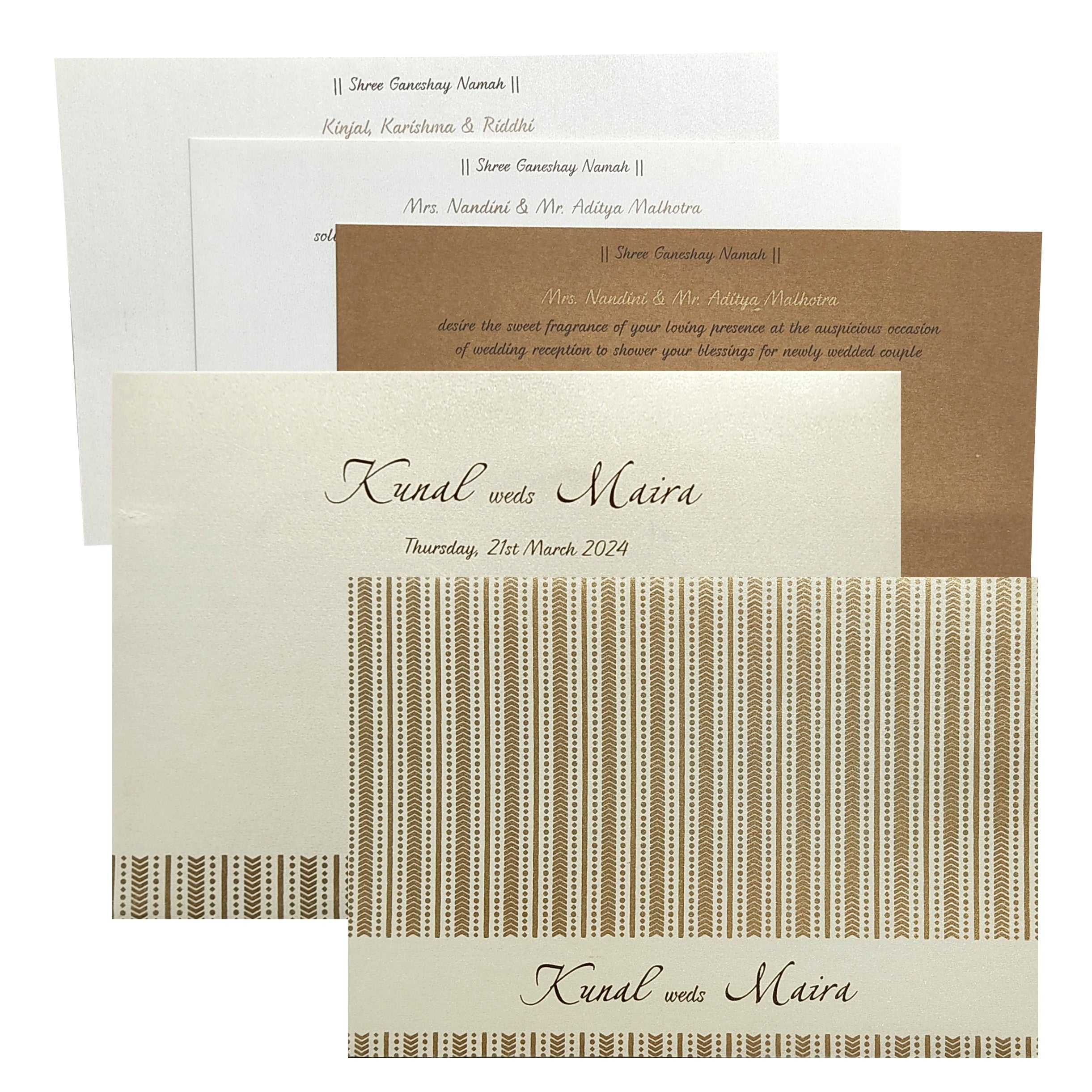 Selling Grey gold design invitation card online. Buying invitation cards made easy with King of Cards! &