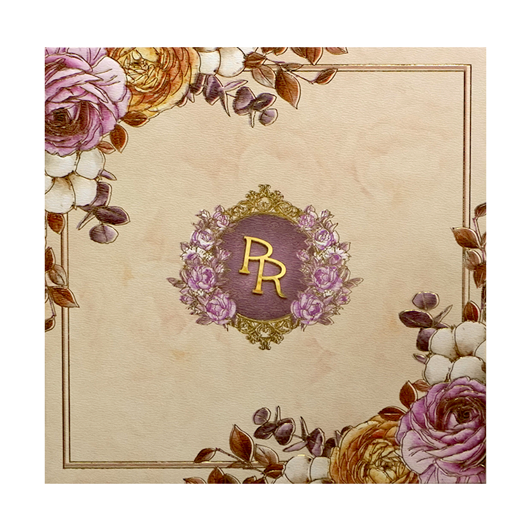 Light Orange Floral Wedding Card-KPR09840