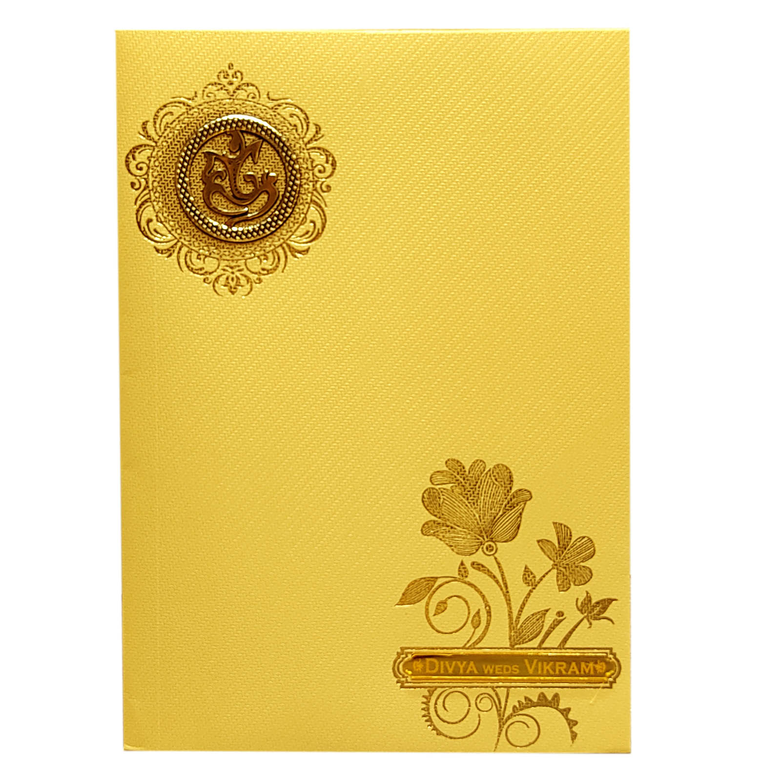 Gold Floral Nameplate Invitation Card-KNKTG030