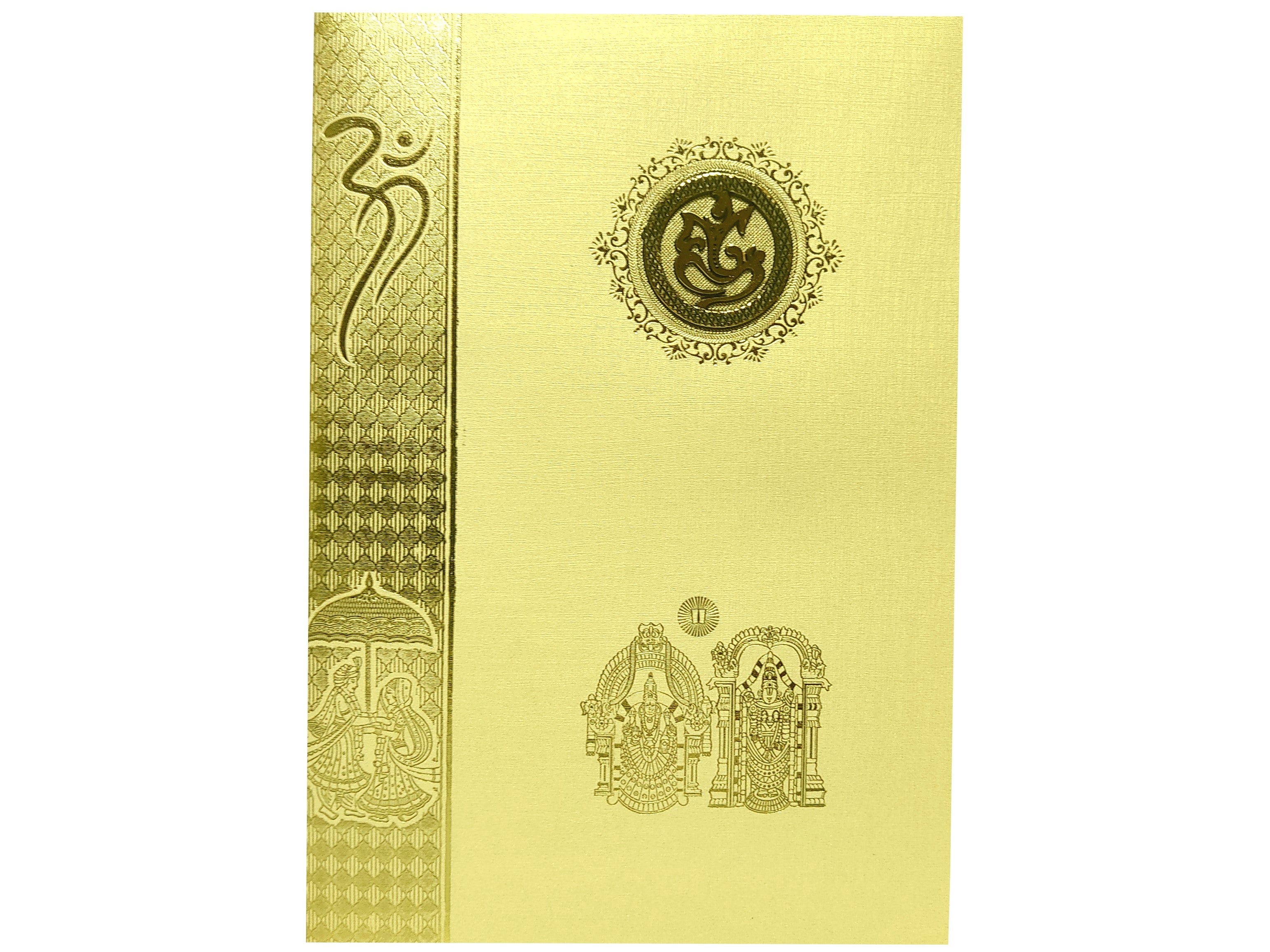 Cream Balaji Padmavathi Invitation Card-KNCP817C