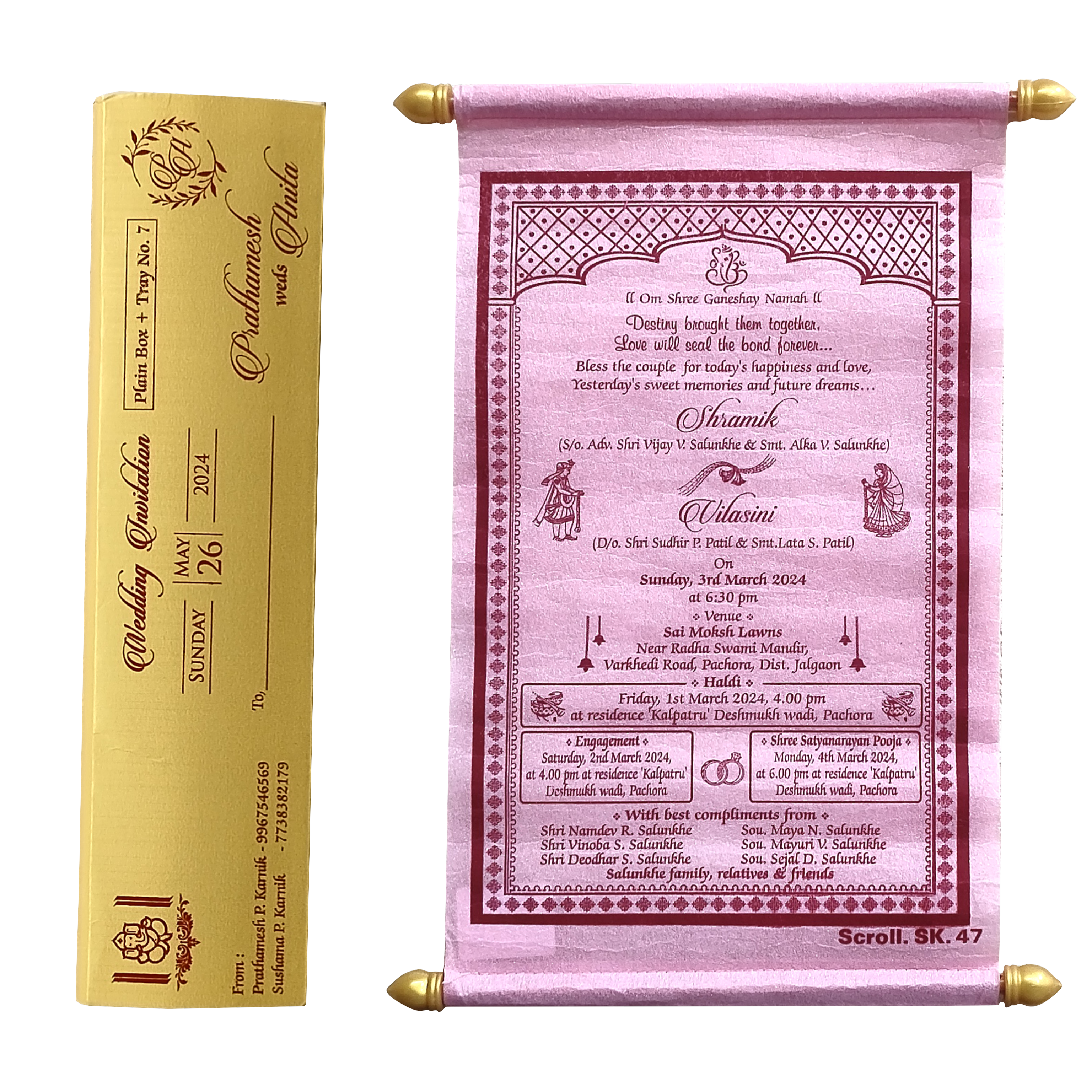 Pastel Pink Scroll Card-KJTS0047
