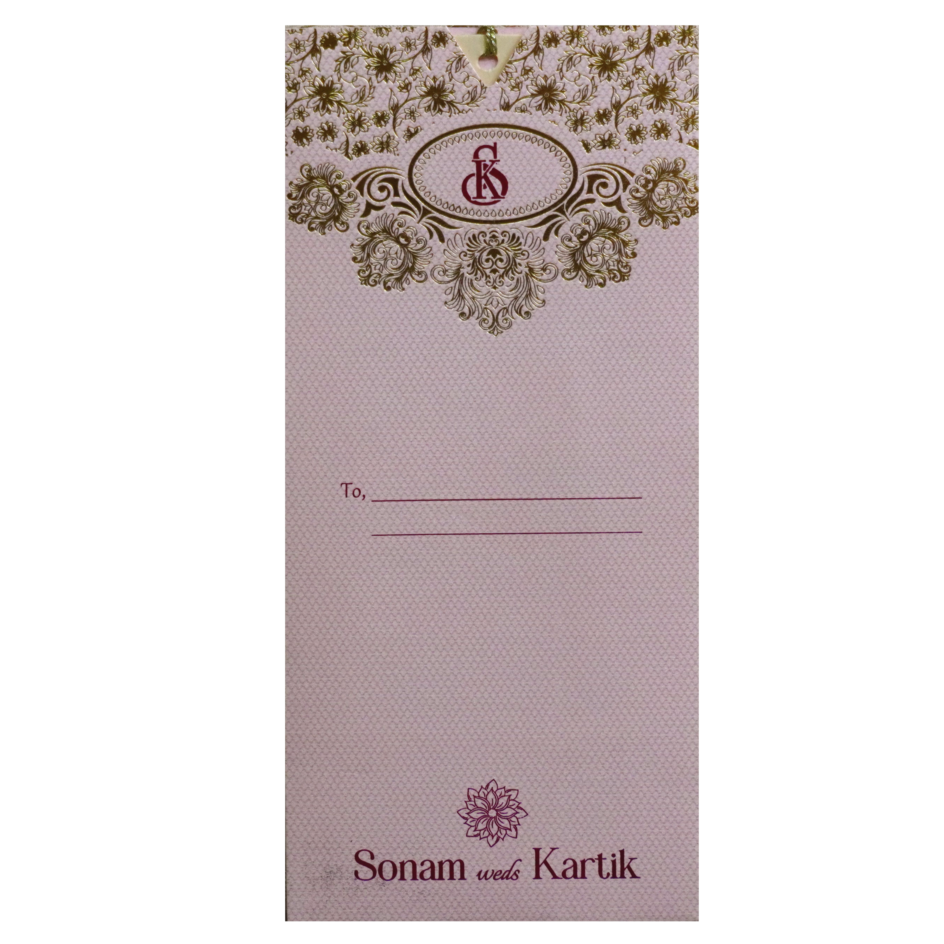 Beige Soft Pink Single Invitation-King of Cards