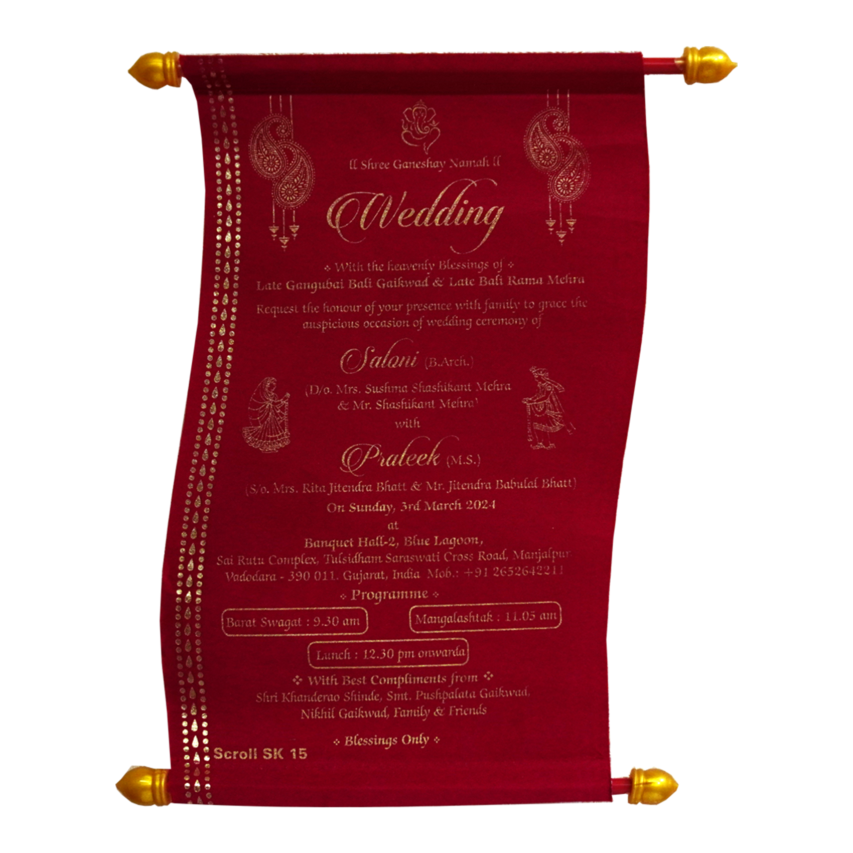 Crimson Red Satin Scroll Card-King of Cards