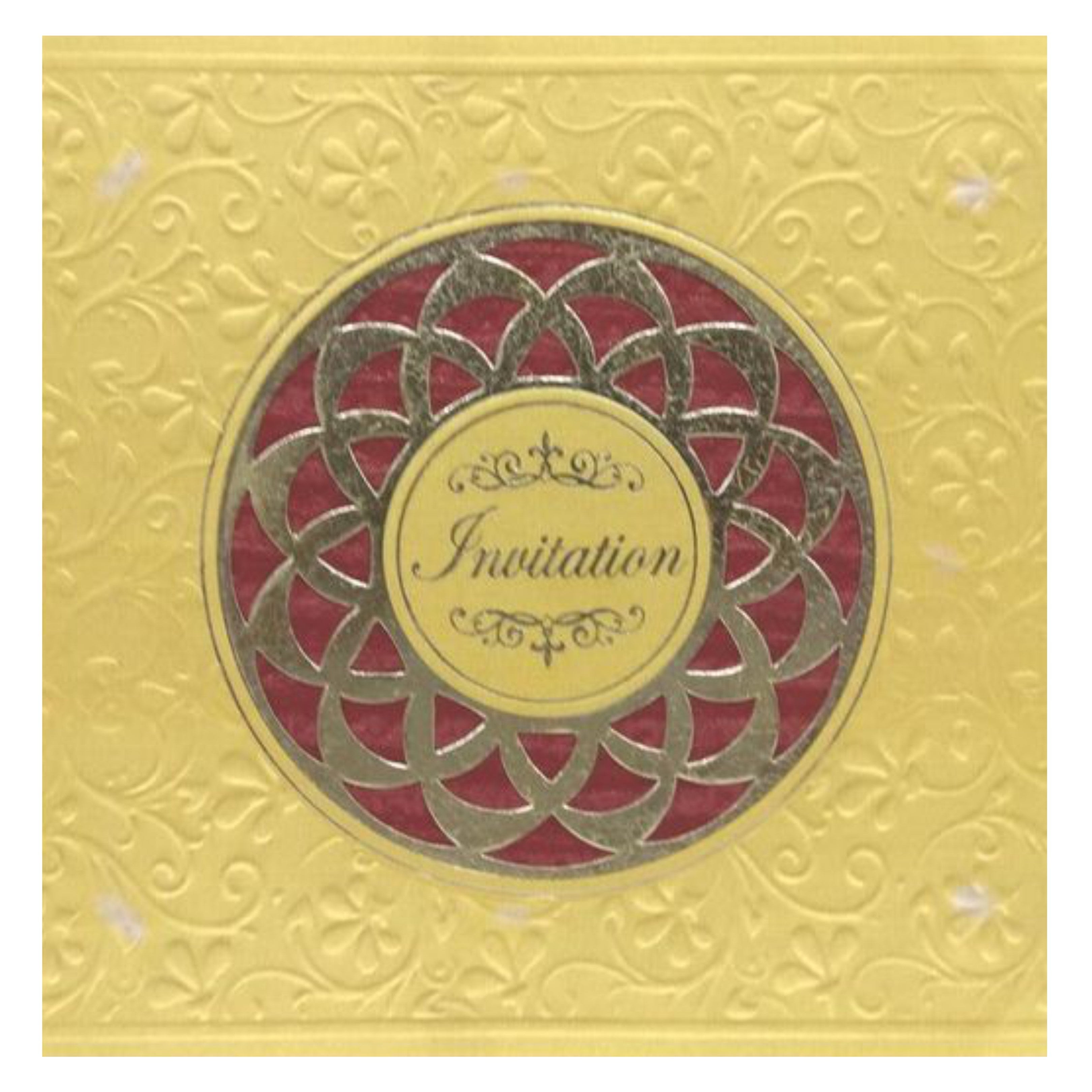 Classic Gold Shading With Hand Made Material Wedding Card - KNK95031