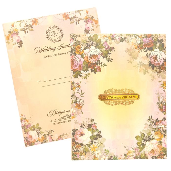 Pink Padded Stiff Board Floral Card In Offset-KNPO1504P-King of Cards