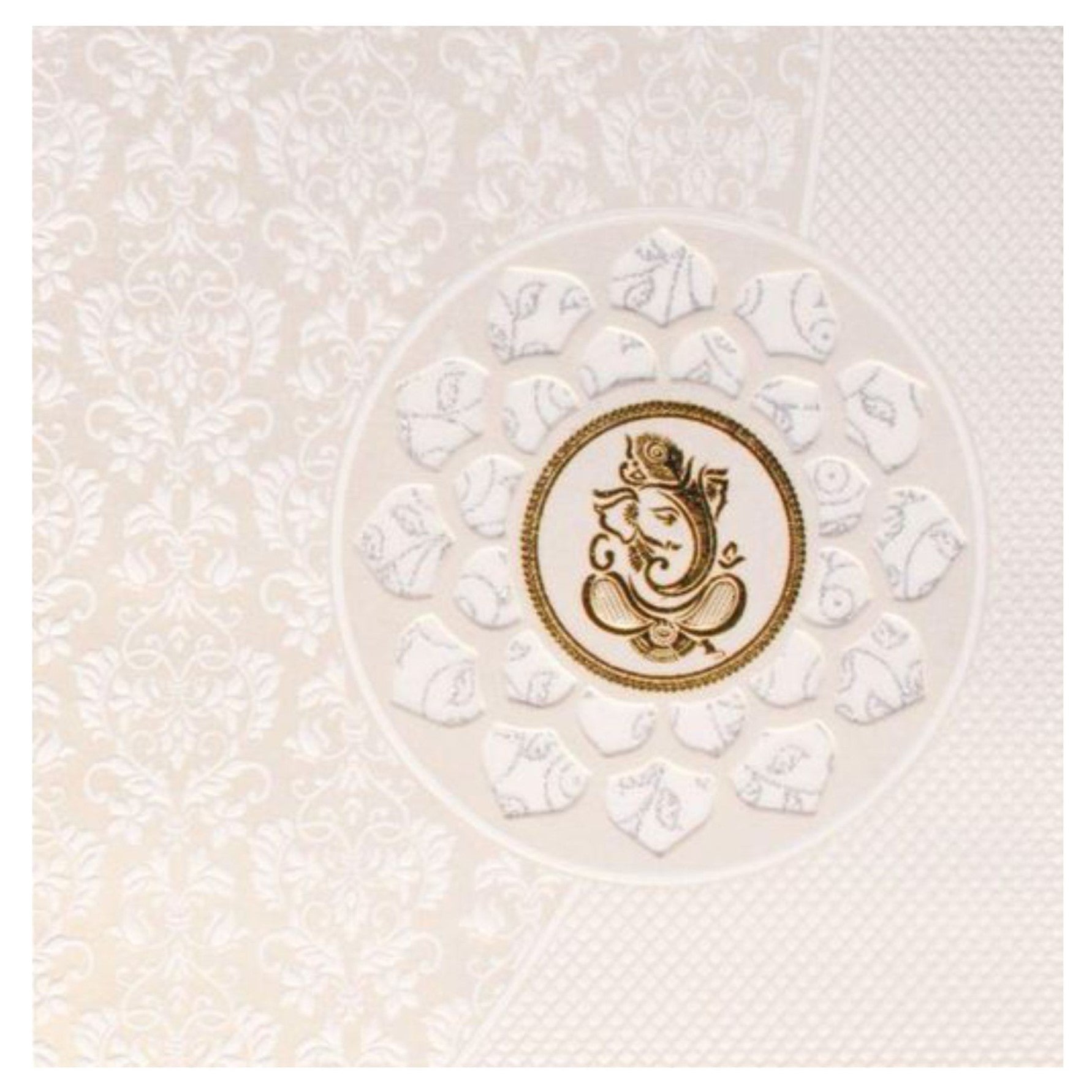 White Premium Screen Wedding Card With Ganesha-KNK924WG