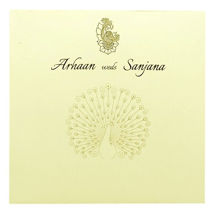 White Peacock Invitation Card-King of Cards