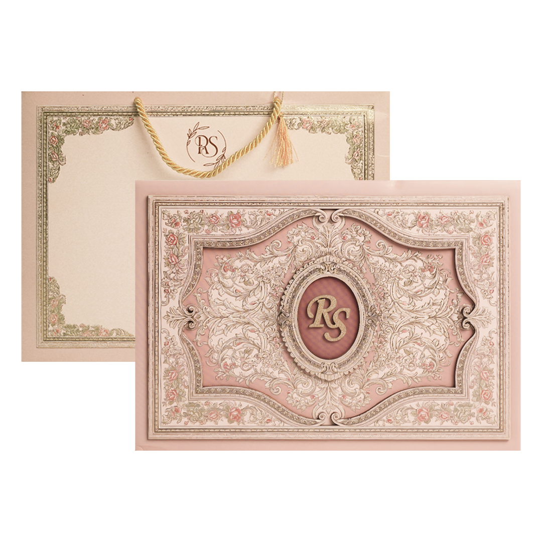 Pink Baroque Floral Wedding Invitation Box-KSI64390