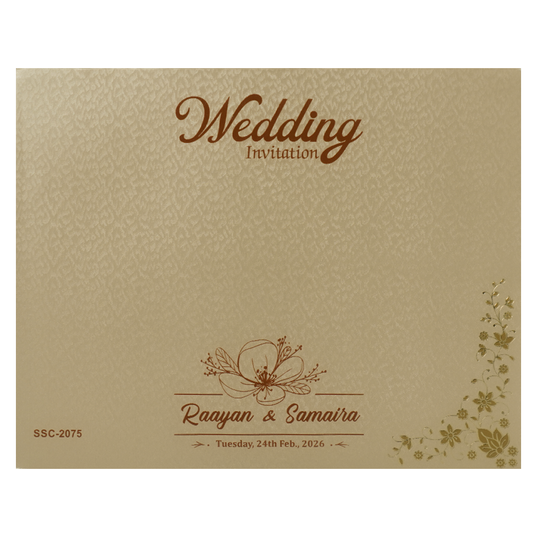 Buy Cream Gold Floral Padded Wedding Card