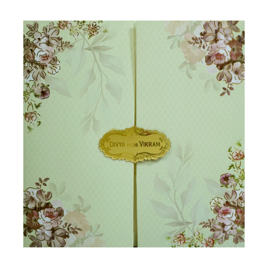 Pista Green Floral Design In Door Opening Pattern-KNKBY5408