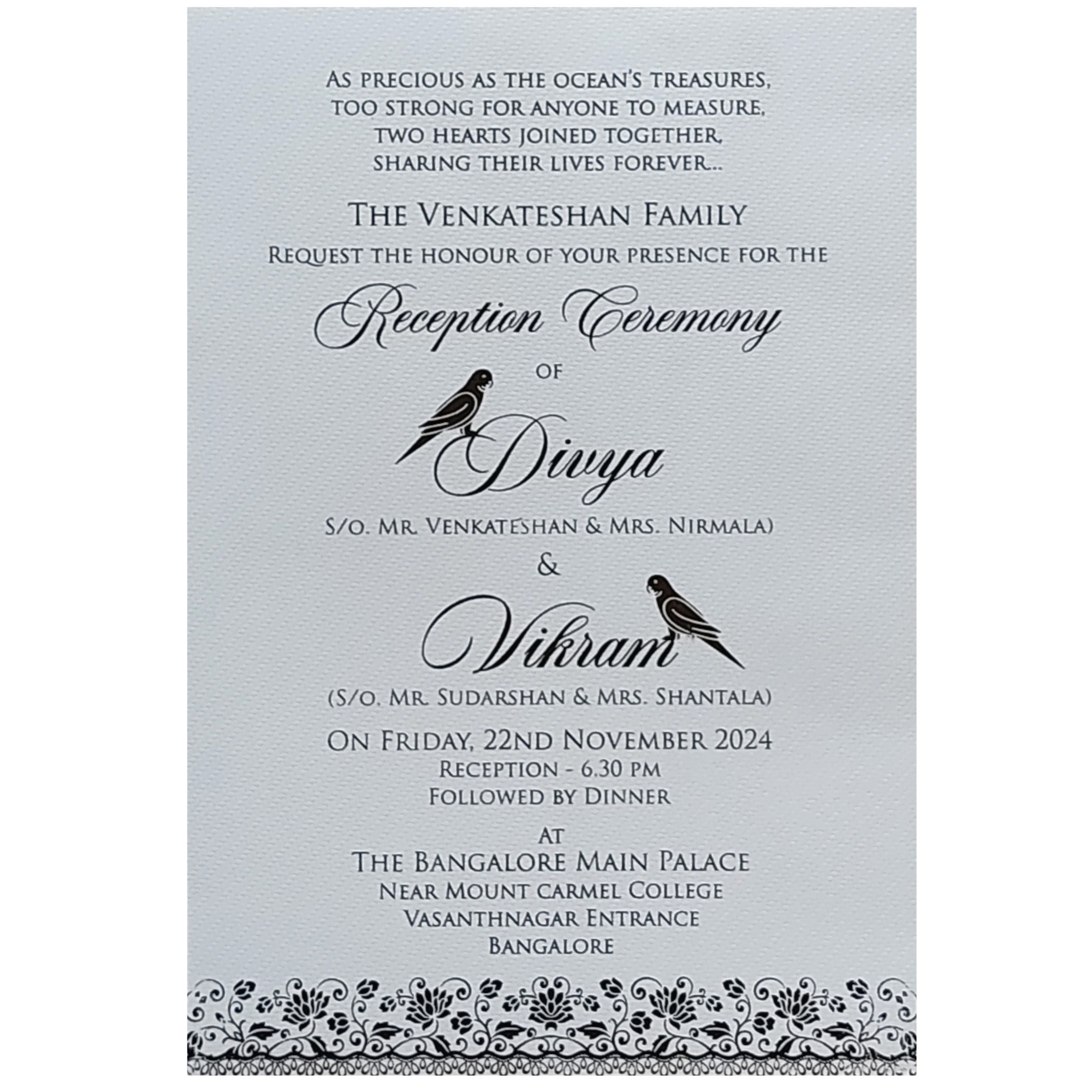 White Texture Single Sheet Invitation Card-King of Cards