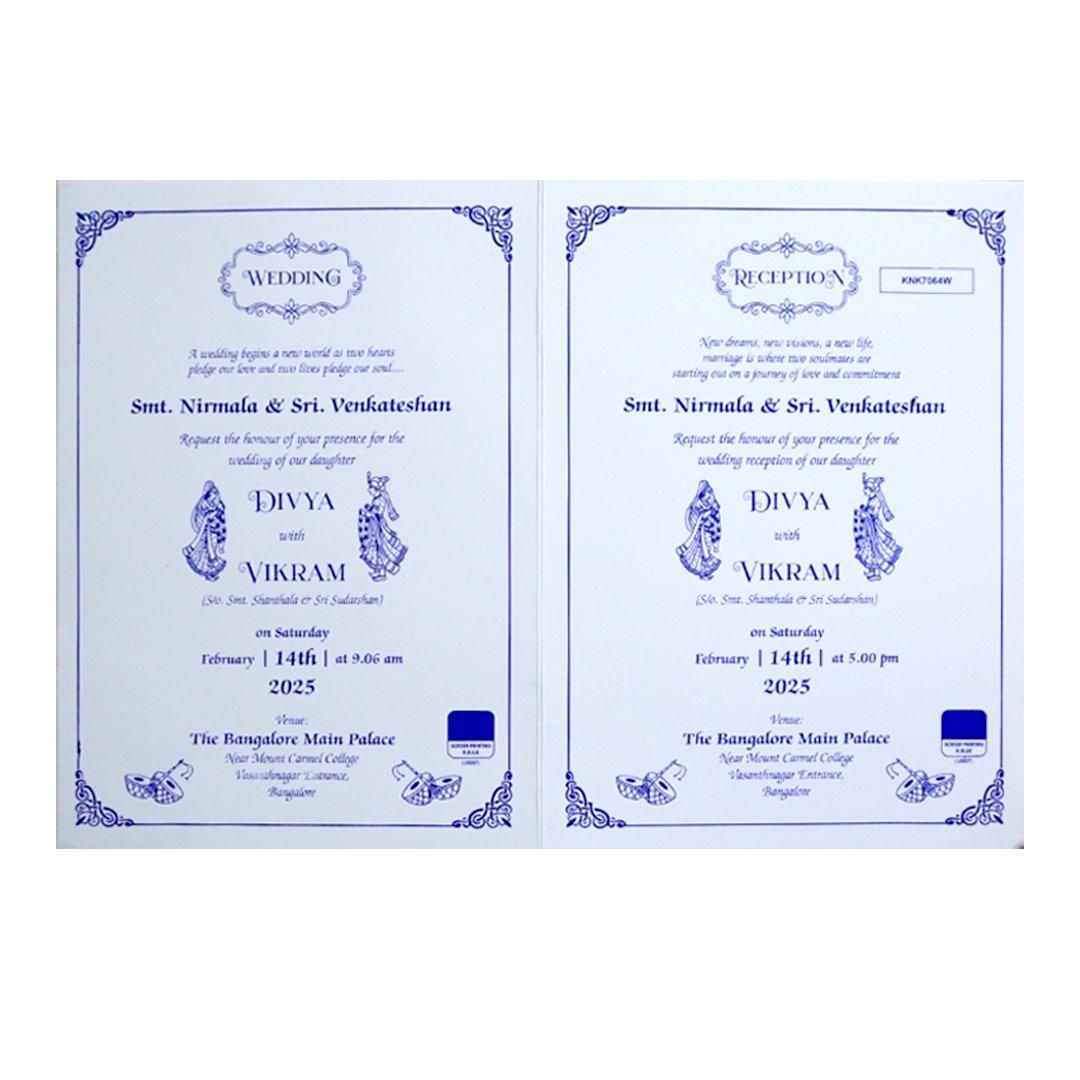 White Gold Floral Nameplate Invitation Card-KNK7064W