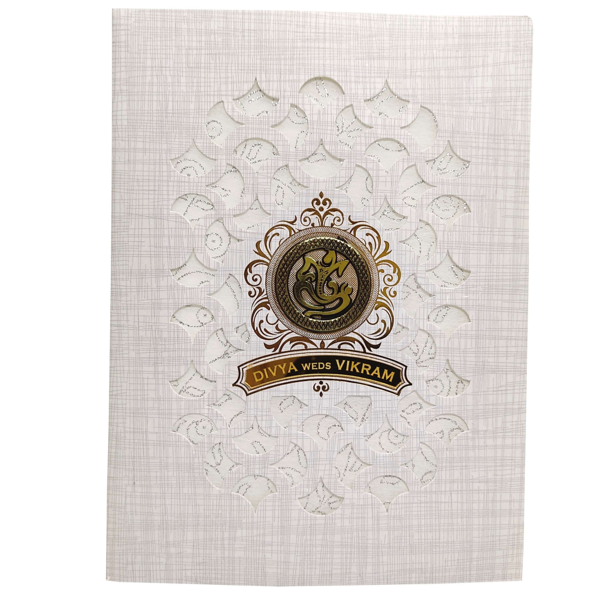 Grey Modern Metallic Laser Cut Design With Ganesha-KNK7037G