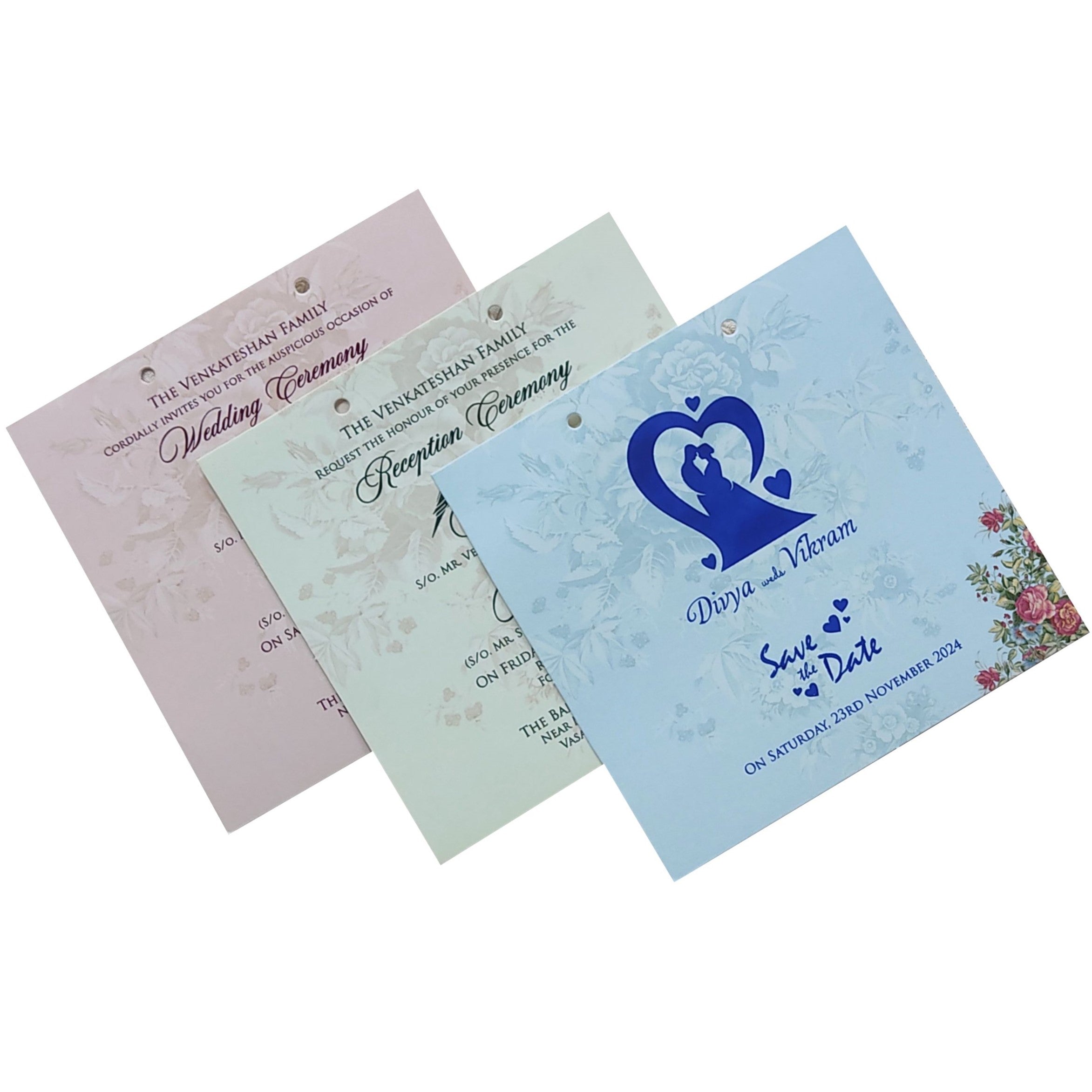 Orange Cream and Pink Flowers Bride and Groom MDF Card-KNKO7601