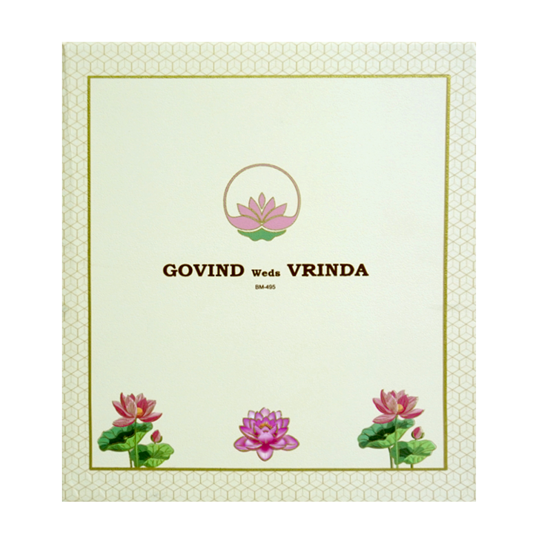 Cream Lotus Marriage Card-KBM04950