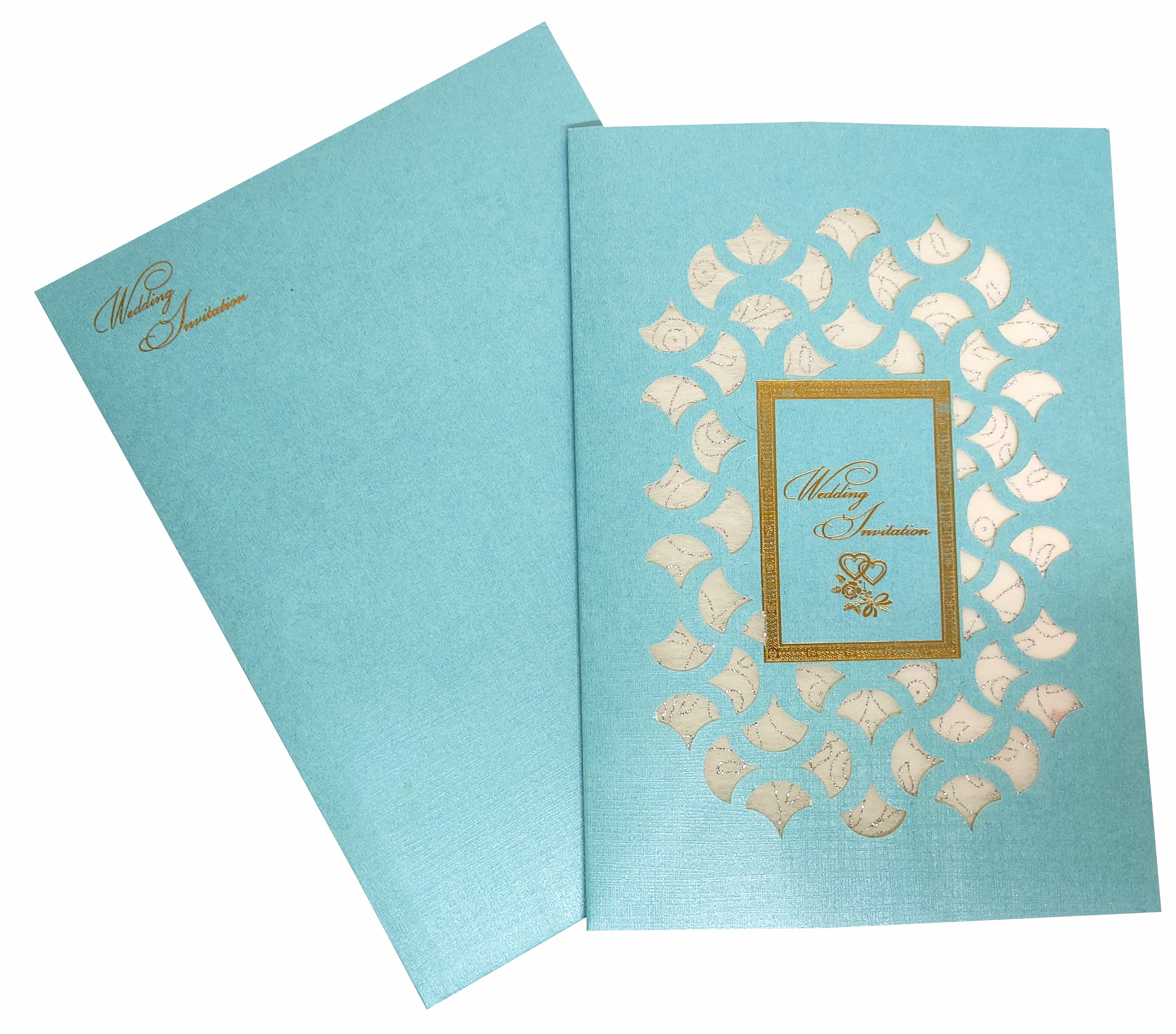 Light Blue Die Cut Floral Invitation Card-KNCW17BI