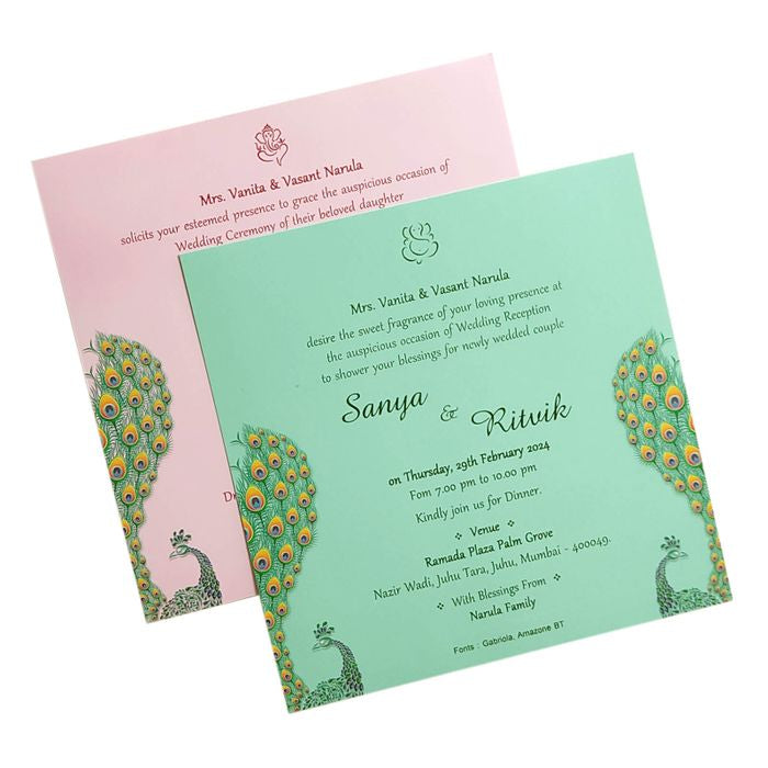 Cream Peacock Invitation Card-King of Cards