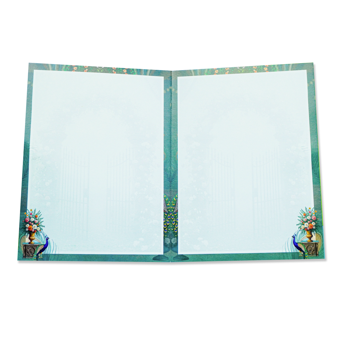 Green Radha Krishna Elegant Wedding Card - KNTY6816