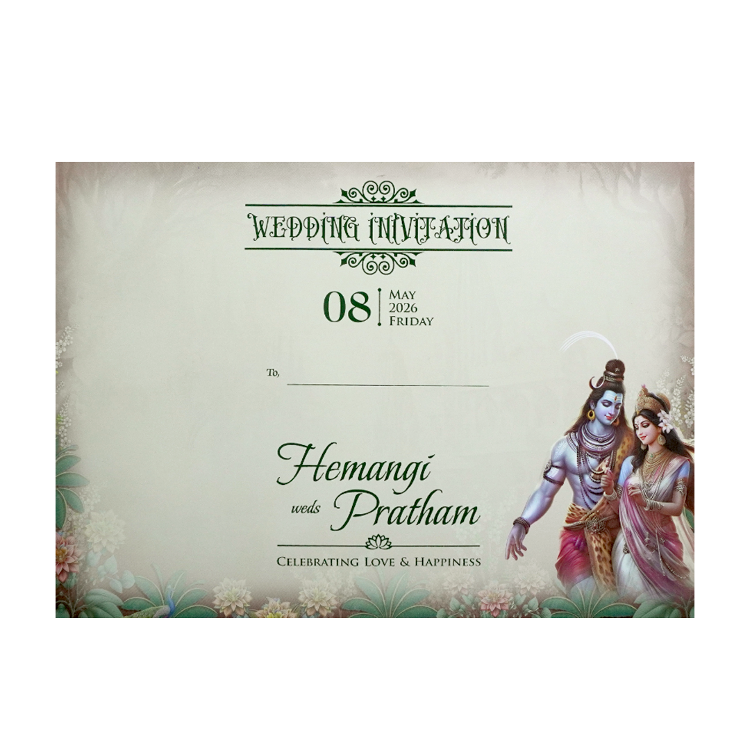 MultiColor God Floral Padded Wedding Card - KSH72220