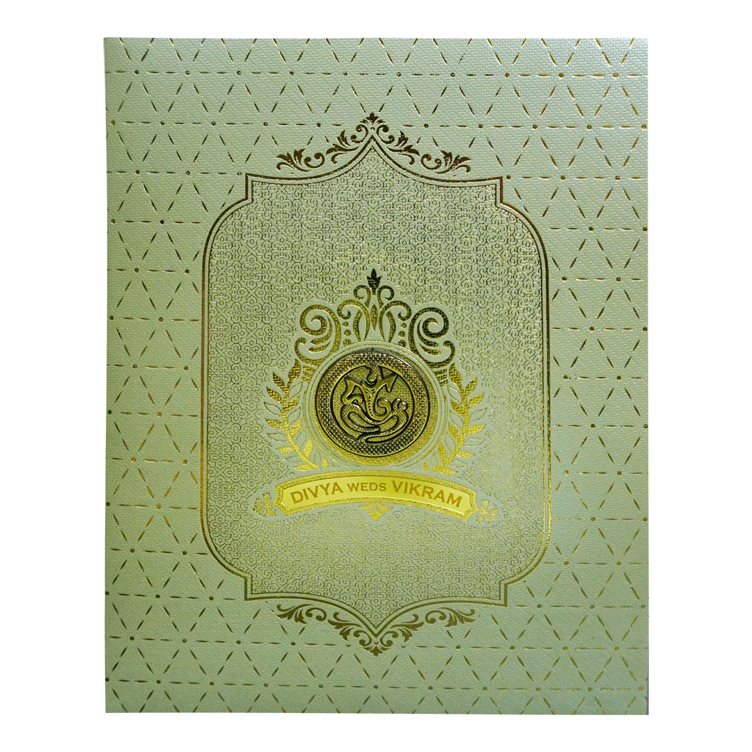 Pista Green Textured Wedding Card-KNKGN5032