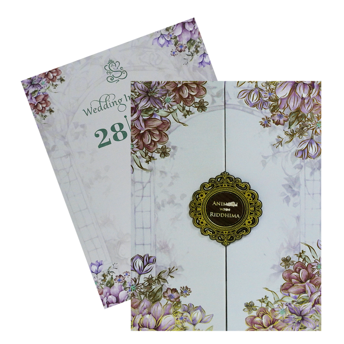 Ivory Grey Padded Invitation-King of Cards