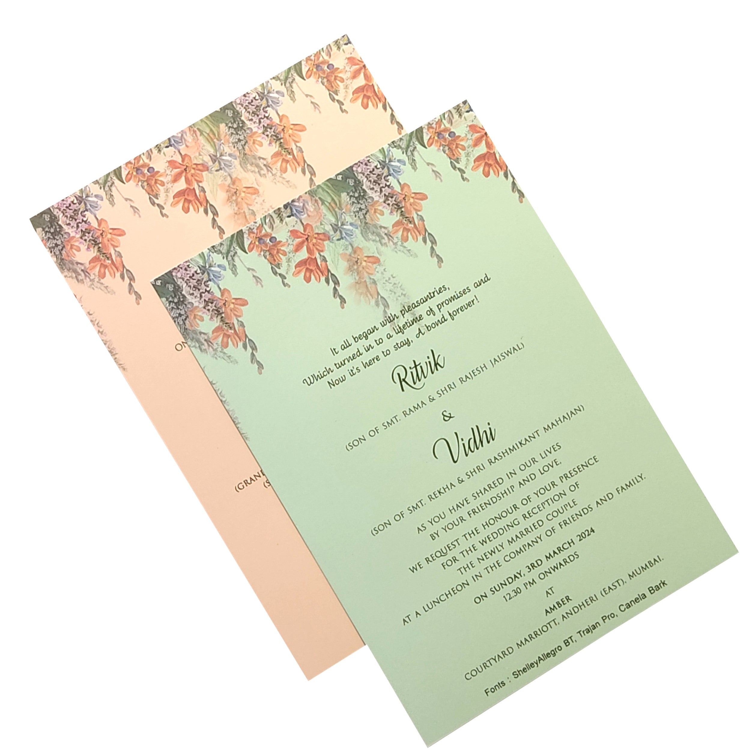 Pink Ganesha Floral Invitation Card-KRC29800