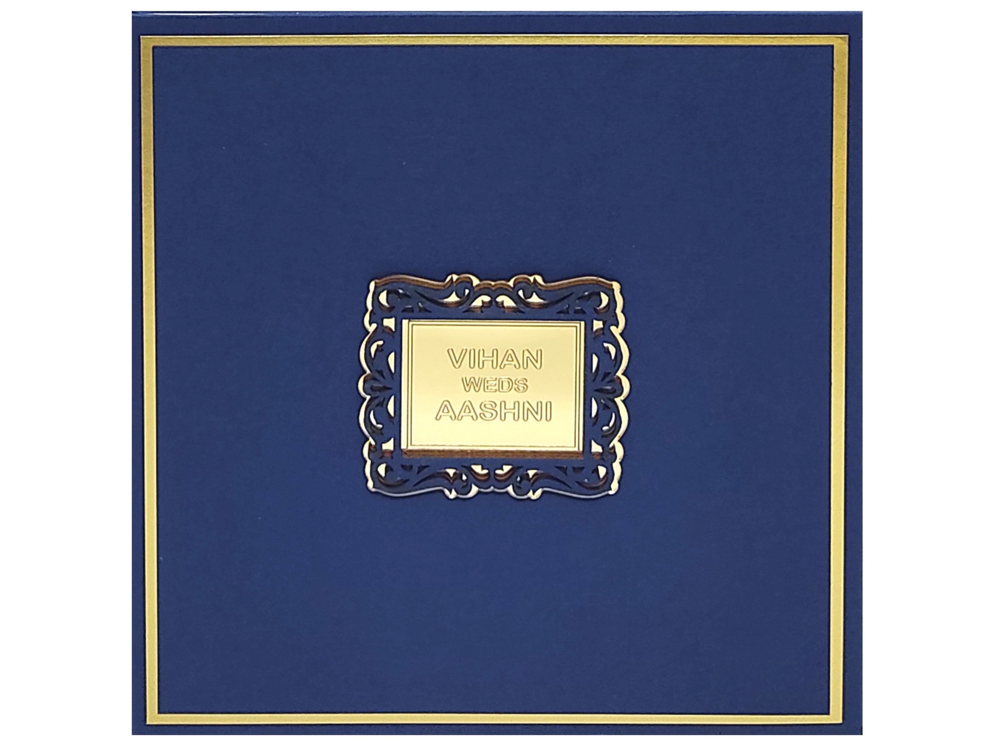 Blue Padded Invitation Card-KRC28570