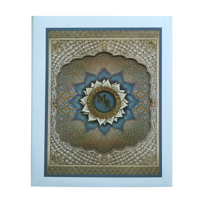 Ocean Blue Laser Cut Premium Wedding Card-King of Cards