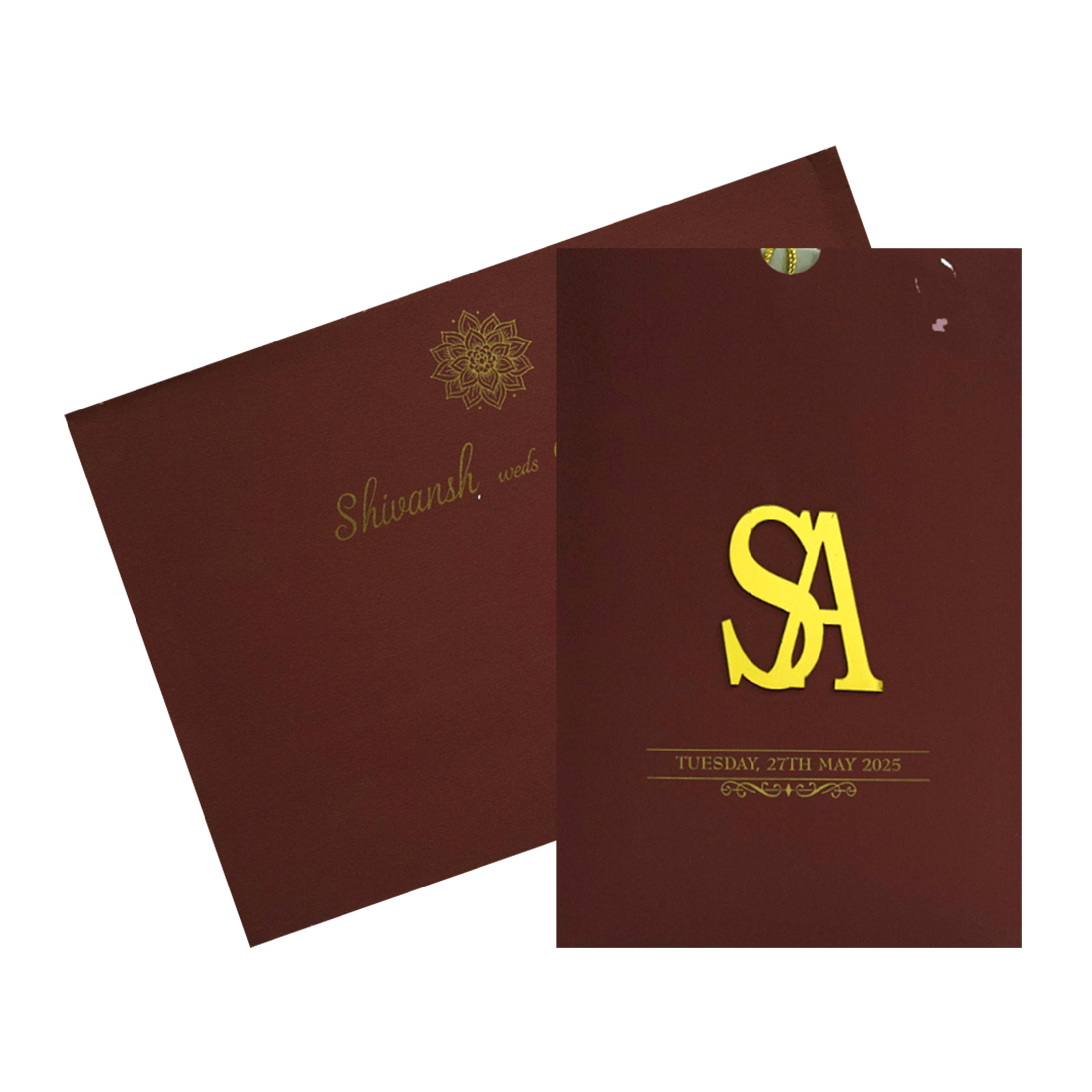 Wine Red Wedding Card-KRC30691