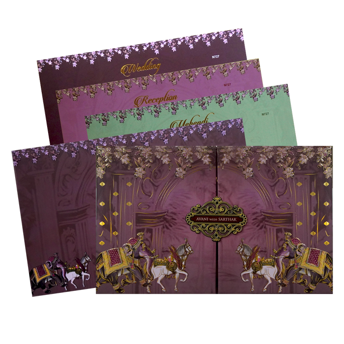 Mauve Purple Royal Wedding Card-KVN07270