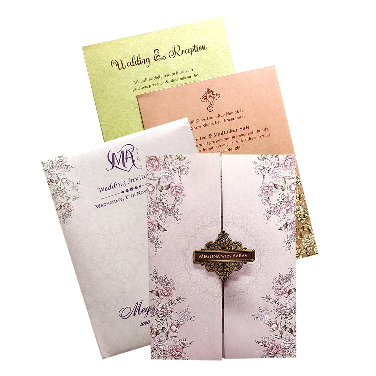 Pale Lilac Floral Invitation-KVN06780