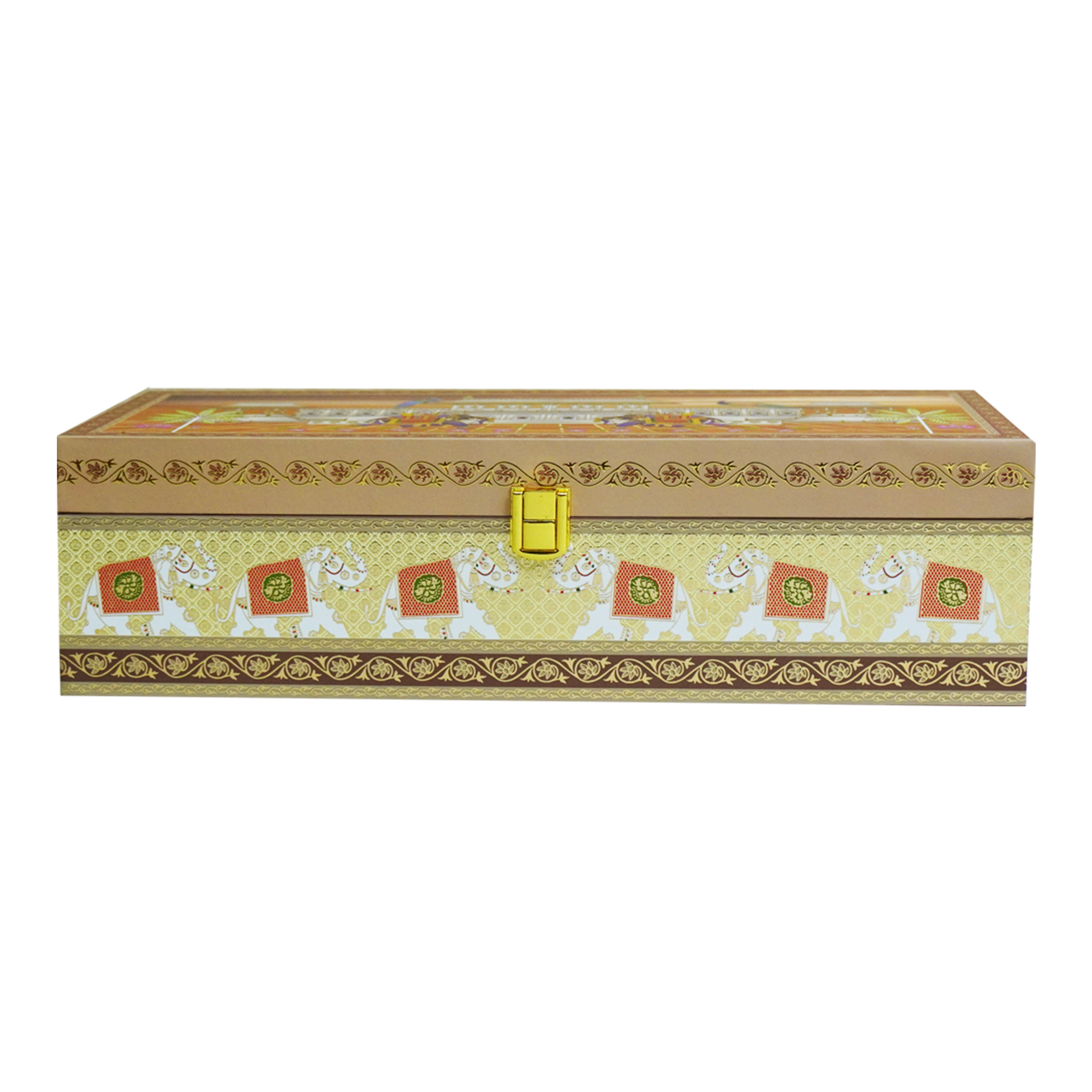 Muted Green Mughal Art Box Invitation-KBX1205