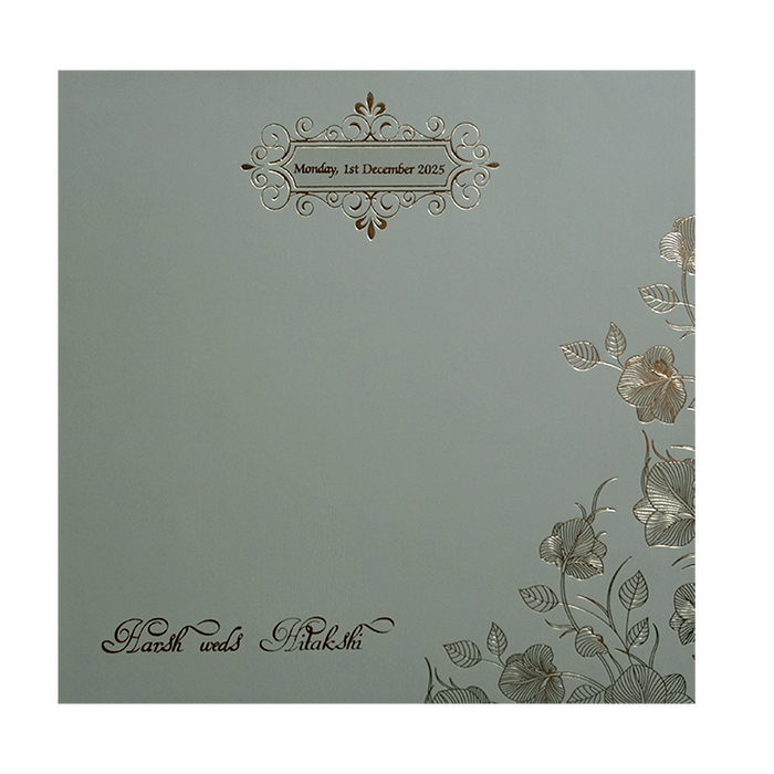 Grey Floral Marriage Card-King of Cards