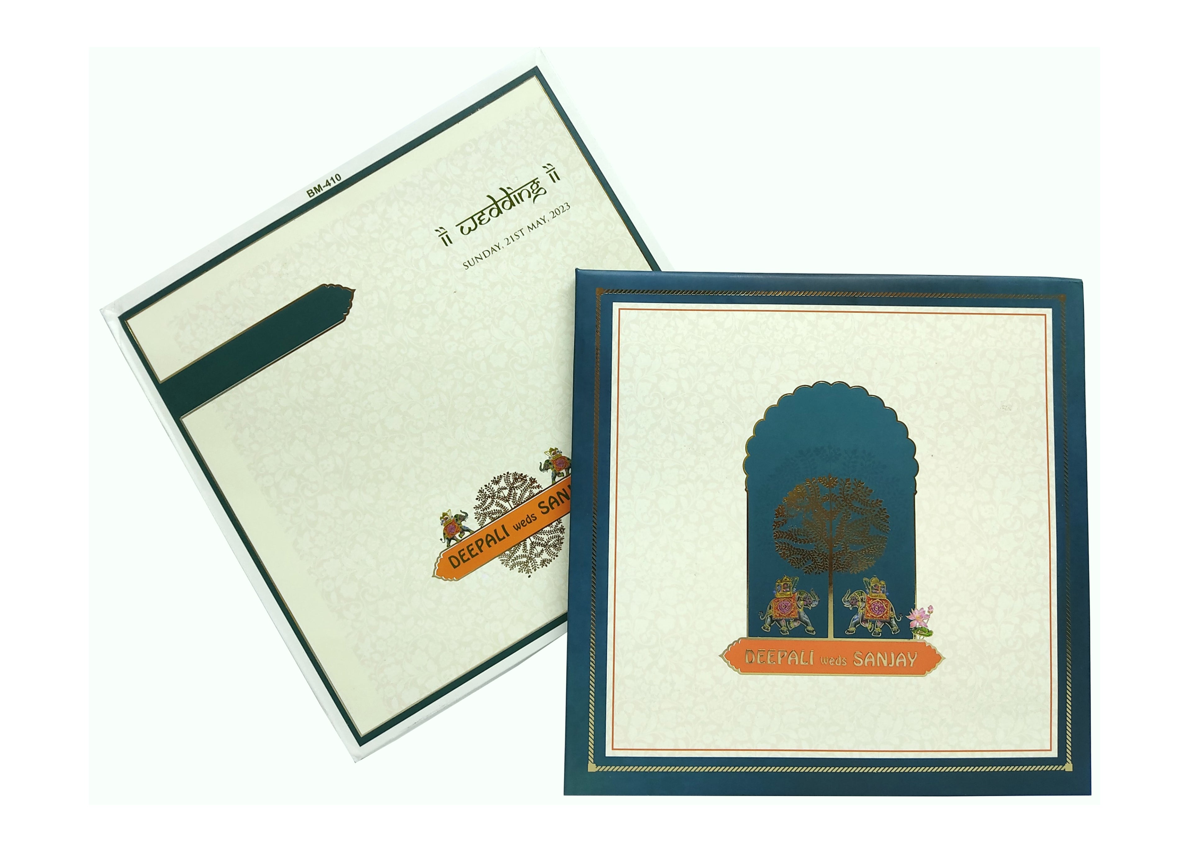 White Elephant Wedding Invitation Card-Kbm04100