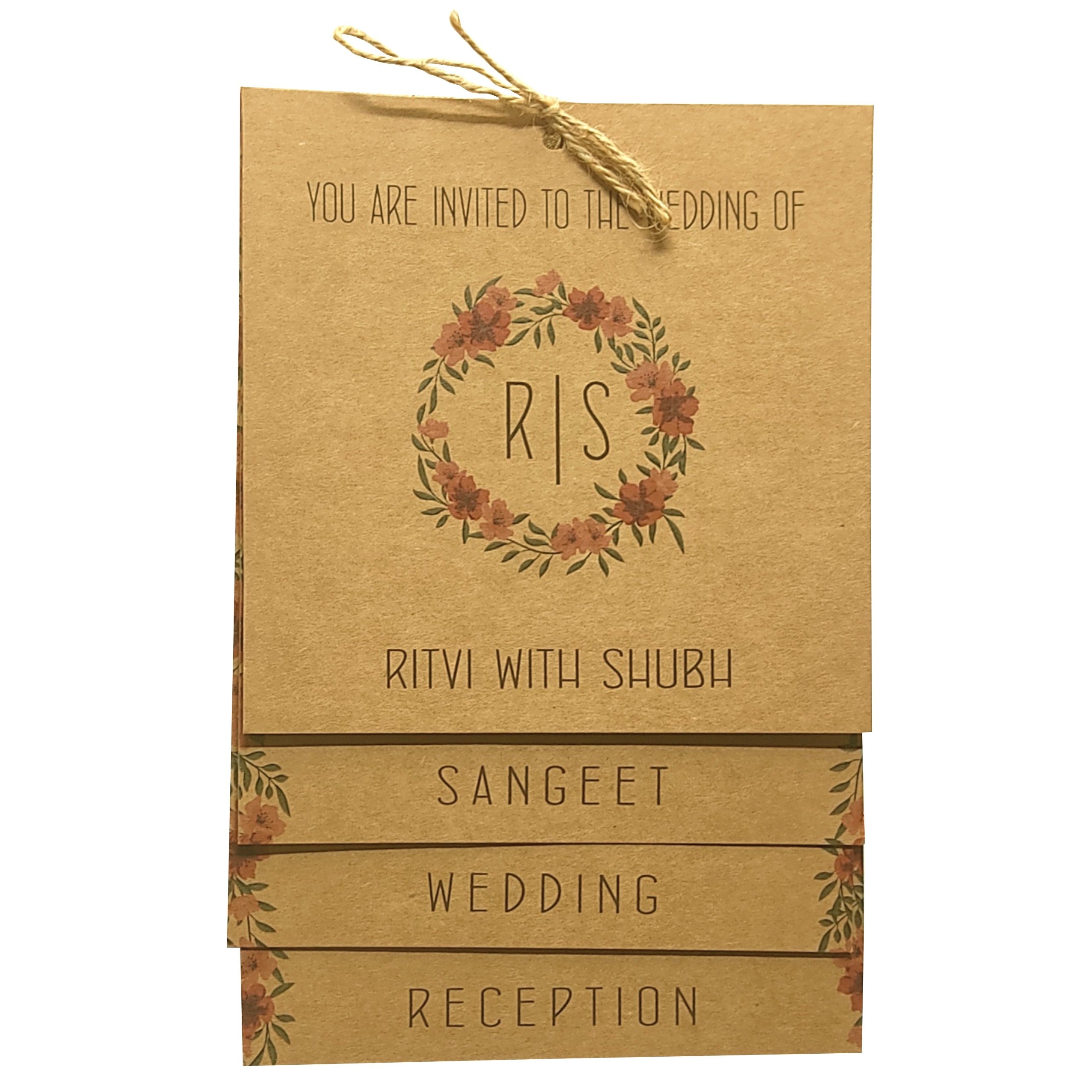 Brown Floral Design Invitation Card-KRC29360