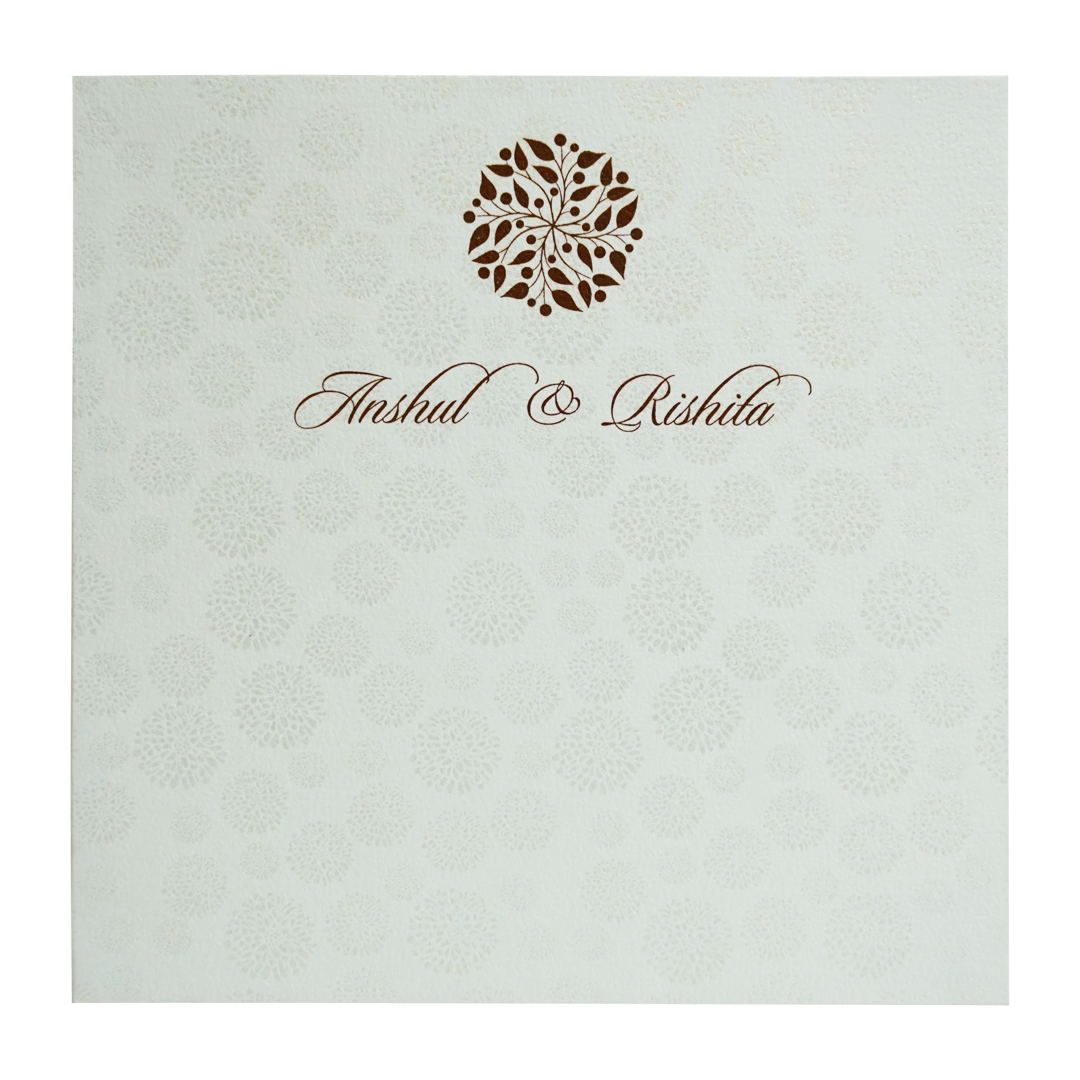 Pure White Floral Wedding Card-KRC30780