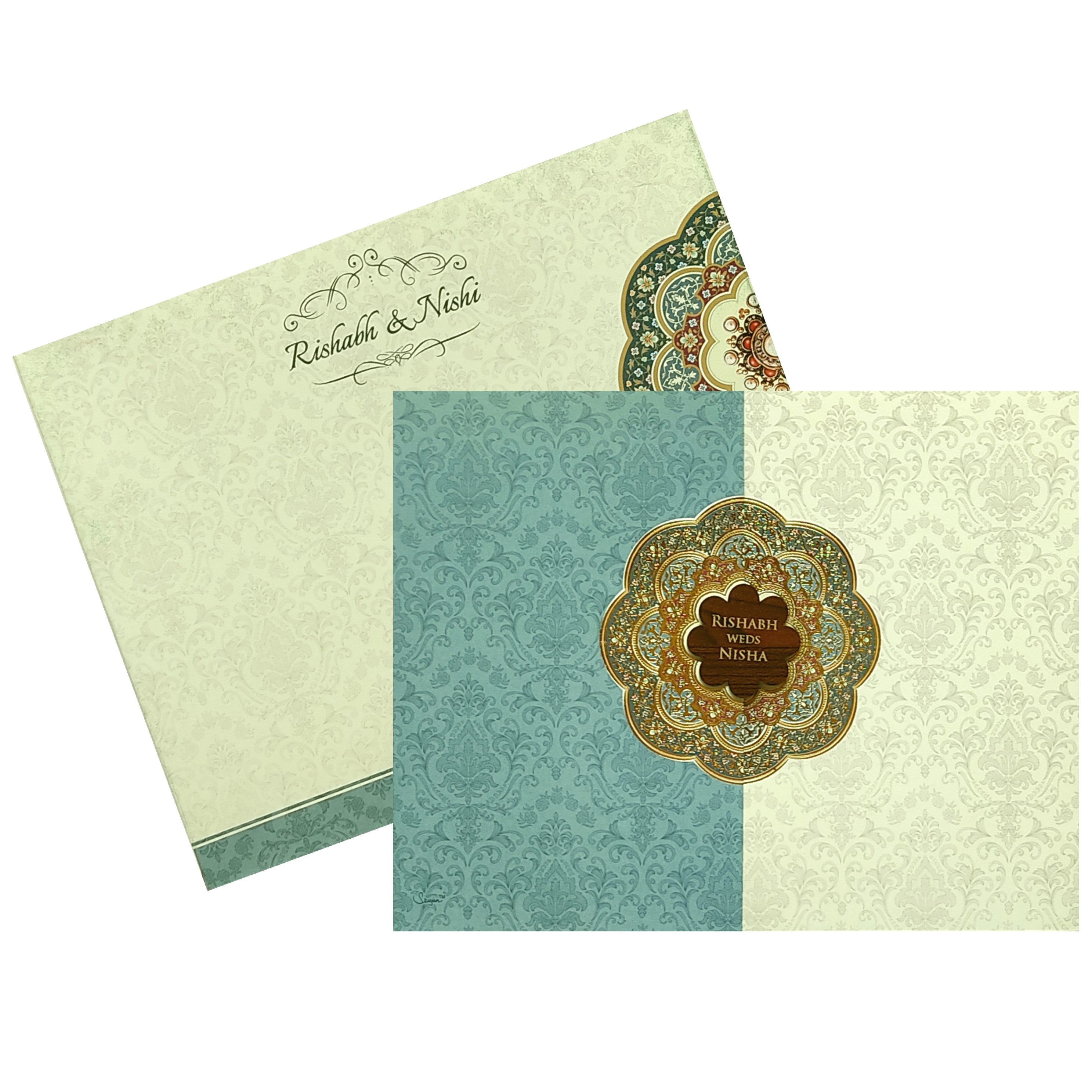 Blue White Door Invitation Card-KRC29970
